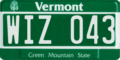 VT license plate WIZ043
