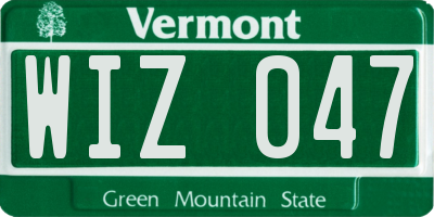 VT license plate WIZ047