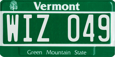 VT license plate WIZ049