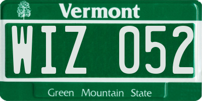 VT license plate WIZ052