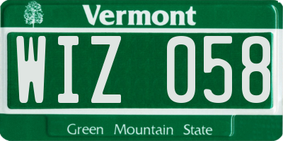 VT license plate WIZ058