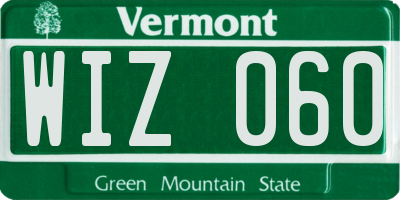 VT license plate WIZ060