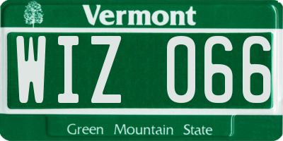 VT license plate WIZ066