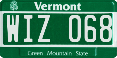 VT license plate WIZ068