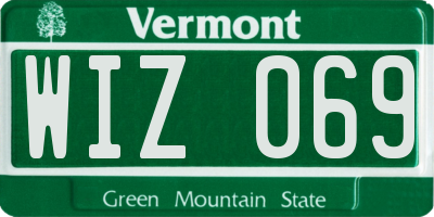 VT license plate WIZ069