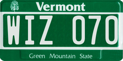 VT license plate WIZ070