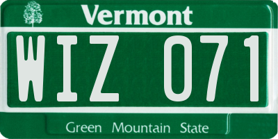VT license plate WIZ071