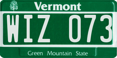 VT license plate WIZ073