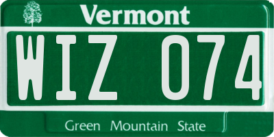 VT license plate WIZ074