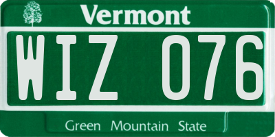 VT license plate WIZ076