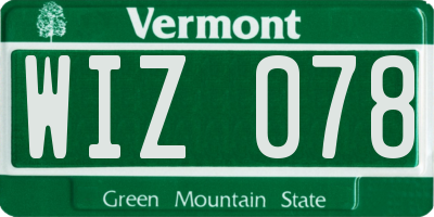 VT license plate WIZ078
