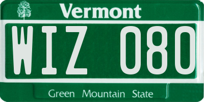 VT license plate WIZ080