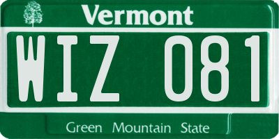 VT license plate WIZ081