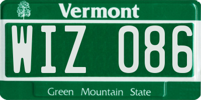 VT license plate WIZ086