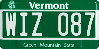 VT license plate WIZ087