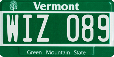 VT license plate WIZ089