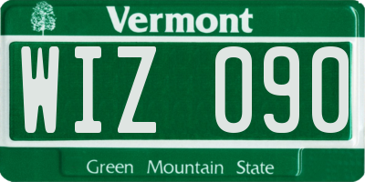VT license plate WIZ090