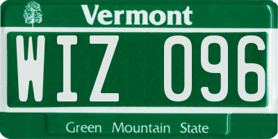 VT license plate WIZ096