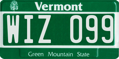 VT license plate WIZ099