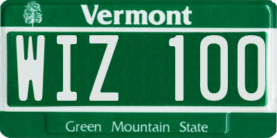 VT license plate WIZ100