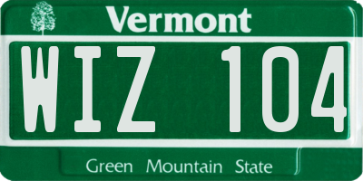 VT license plate WIZ104