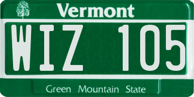 VT license plate WIZ105