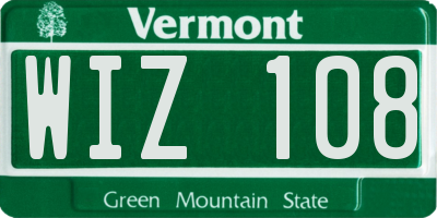 VT license plate WIZ108