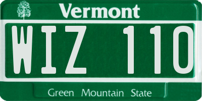 VT license plate WIZ110