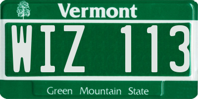 VT license plate WIZ113