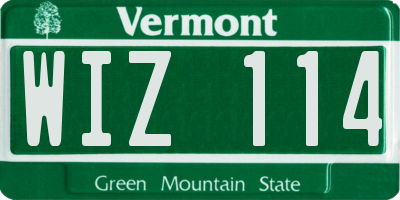 VT license plate WIZ114