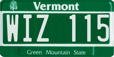 VT license plate WIZ115