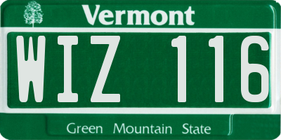VT license plate WIZ116