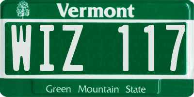 VT license plate WIZ117