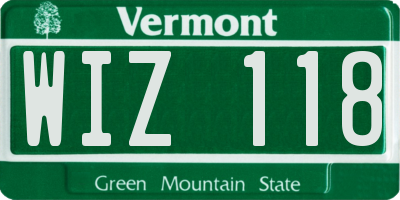 VT license plate WIZ118
