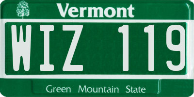 VT license plate WIZ119