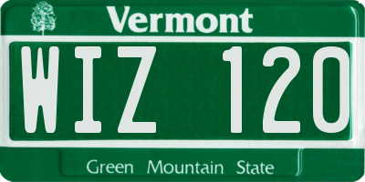 VT license plate WIZ120