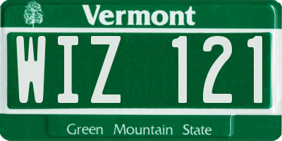 VT license plate WIZ121