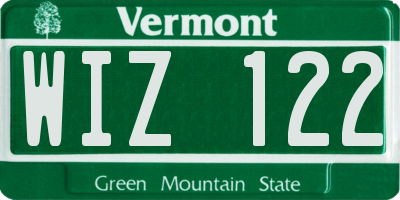 VT license plate WIZ122