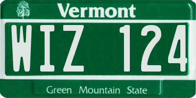 VT license plate WIZ124