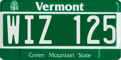 VT license plate WIZ125