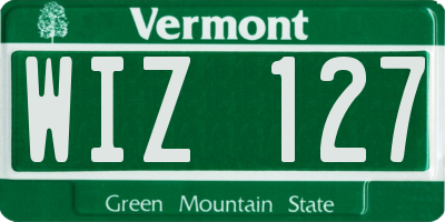 VT license plate WIZ127