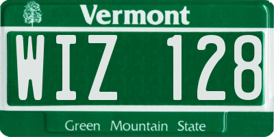 VT license plate WIZ128