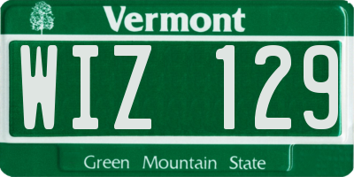 VT license plate WIZ129