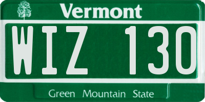 VT license plate WIZ130