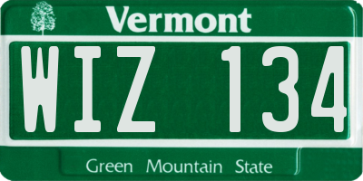 VT license plate WIZ134