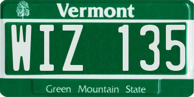 VT license plate WIZ135