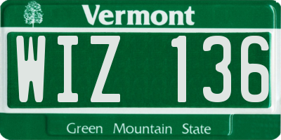 VT license plate WIZ136