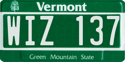 VT license plate WIZ137