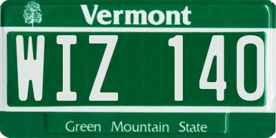 VT license plate WIZ140