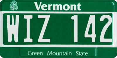 VT license plate WIZ142